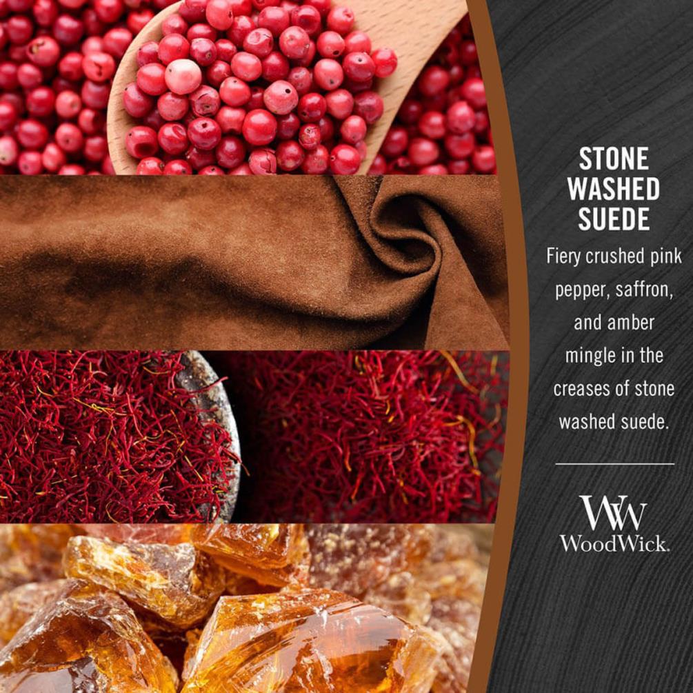 WoodWick Stone Washed Suede Medium Hourglass Candle Extra Image 1